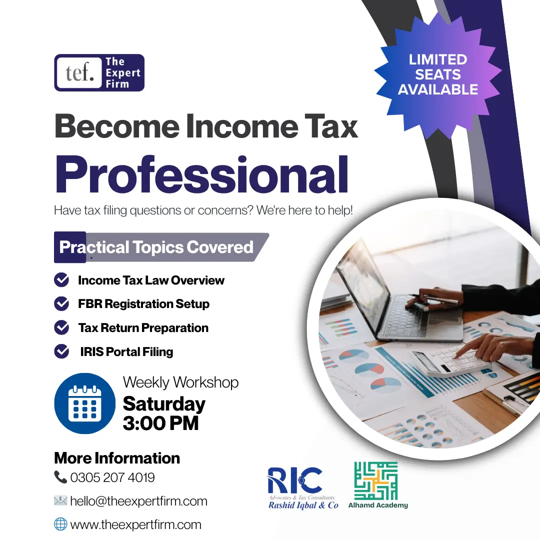 Weekend workshop on FBR income tax return filing for individual and individual business in Pakistan